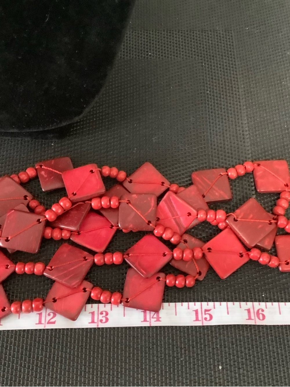 Red Multi-Strand Beaded Statement Necklace - Picture 5 of 5